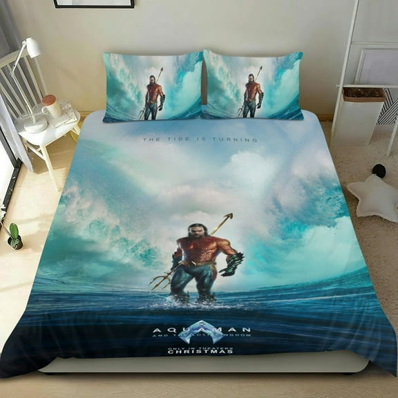 Aquaman Comforter Set 3 Piece Bedding Set Cute Duvet Cover Sets Super Soft Girls Bedding Set Kids Bedroom Gifts,1 Duvet Cover with 2 Pillowcases Twin