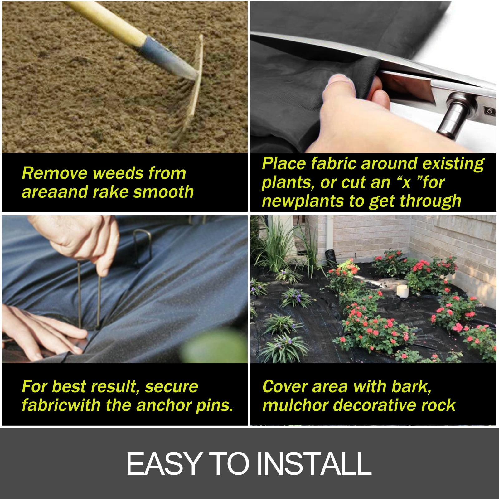 VEVOR Landscape Fabric 4ft x 250ft - Geotextile Fabric Heavy Duty 5oz - Ground Cover Non Woven for Commercial Greenhouse, Yard, Garden Barrier Cloth Blocker Mat