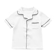 thumbnail image 6 of Odeerbi Kids Boys Girls Summer Pajamas 2 Piece Sleepwear Kids Fashion Cute Solid Color Soft Short Sleeve Top Shorts Home Wear Suit Loungewear PJs Set White, 6 of 6