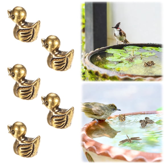 5-Pack Bird Bath Copper Disk, Mini Bird Bath Copper Ornaments for Outdoor Birdbaths/ Bowl Decor [Duck]