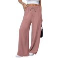 thumbnail image 4 of TANBOM Women's Wide Leg High Waist Drawstring Elastic Casual Pants Pink L, 4 of 5