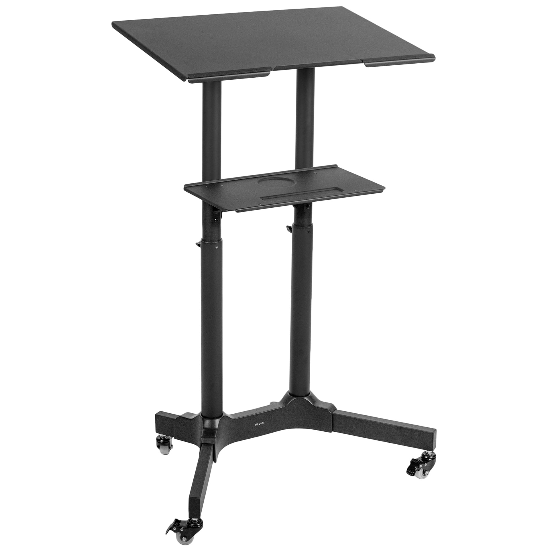 Black Mobile 24" Height Adjustable Rolling Podium, Lectern, Laptop