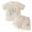 Beige, variant on OBEEII Little Girls T-shirts with Shorts 2 Pcs Set Cute Floral Summer Outfits Chic Color Block Short Sleeve Top Infant Shorts with Pockets for 9M-4T