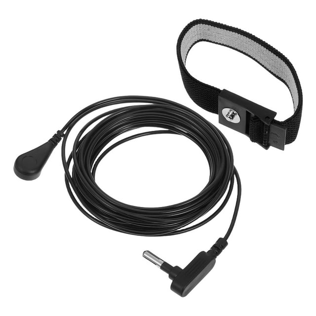 Pulsera antiestática para reparación de dispositivos electrónicos Cable de tierra que previene descargas estáticas Ideal para construcción de PC y laboratorios Color negro