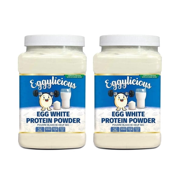 Eggylicious - PACK of 2 - Egg White (Albumin) Powder, Dried Natural Protein Powder, Made from Fresh Eggs, Pasteurized,Non-GMO, No Additives, Used for Baking Icing,1lbs(16oz)