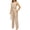 Khaki, variant on Women's 2 Piece Outfit Crew Neck Set Fashion Sexy Back Beltless Sleeveless Blouse and Wide Leg Pants Set Light Blue M