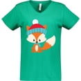 thumbnail image 3 of Inktastic Cute Fox, Fox With Hat And Scarf, Orange Fox Women's V-Neck T-Shirt, 3 of 5