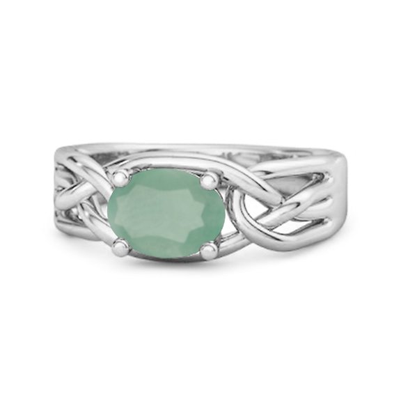 925 Sterling Silver 0.50 Ctw Emerald Horizontal Set Engagement Women Valentines Day Gifts Ring