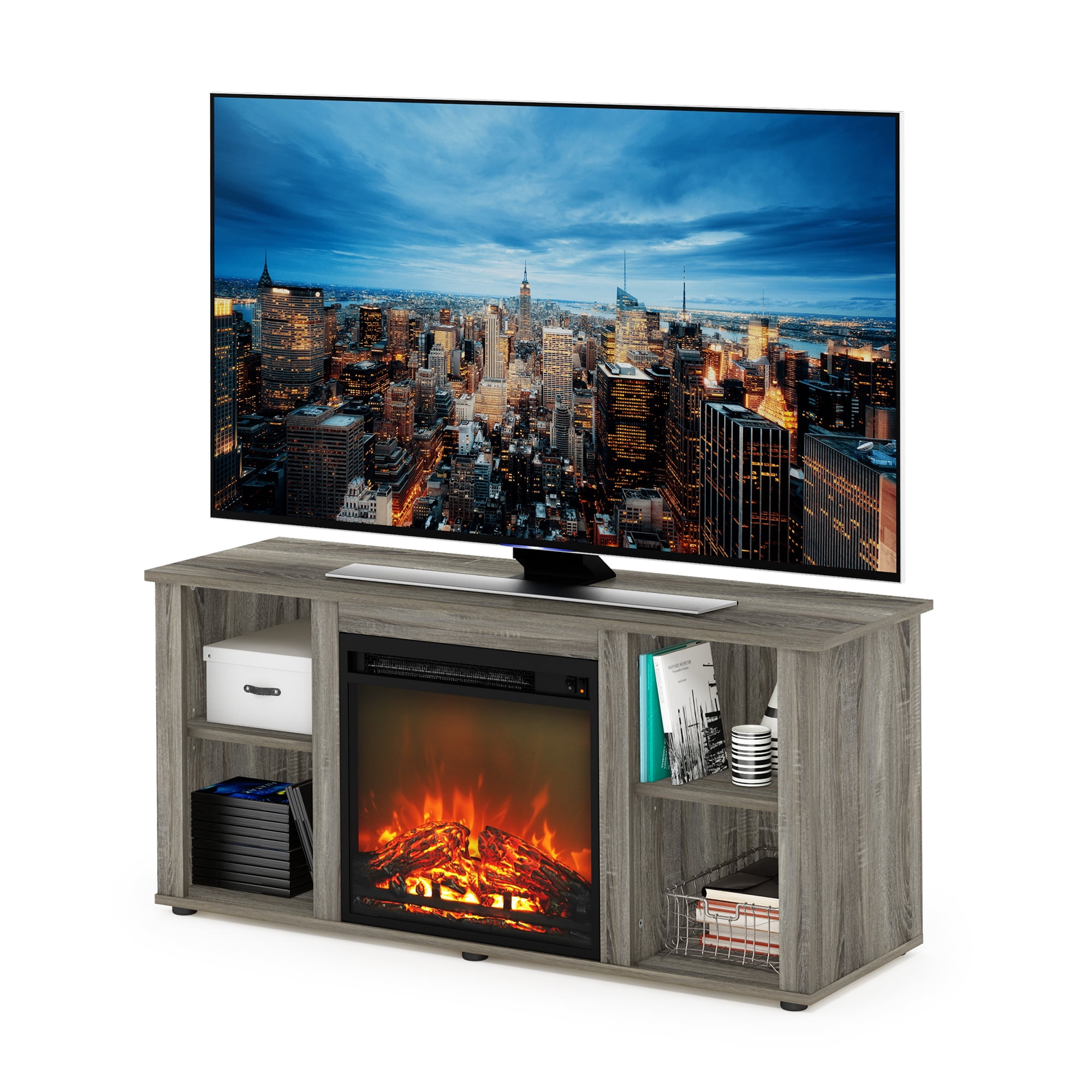 Furinno Jensen Fireplace TV Stand for TVs up to 55