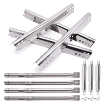 Grill Replacement Parts for Charbroil 463344015, 463343015, 463433016, 463240015, 463432215 Gas Grill, Stainless Steel Heat Plate Shields, Crossover Tubes Burner for Charbroil 4 Burner