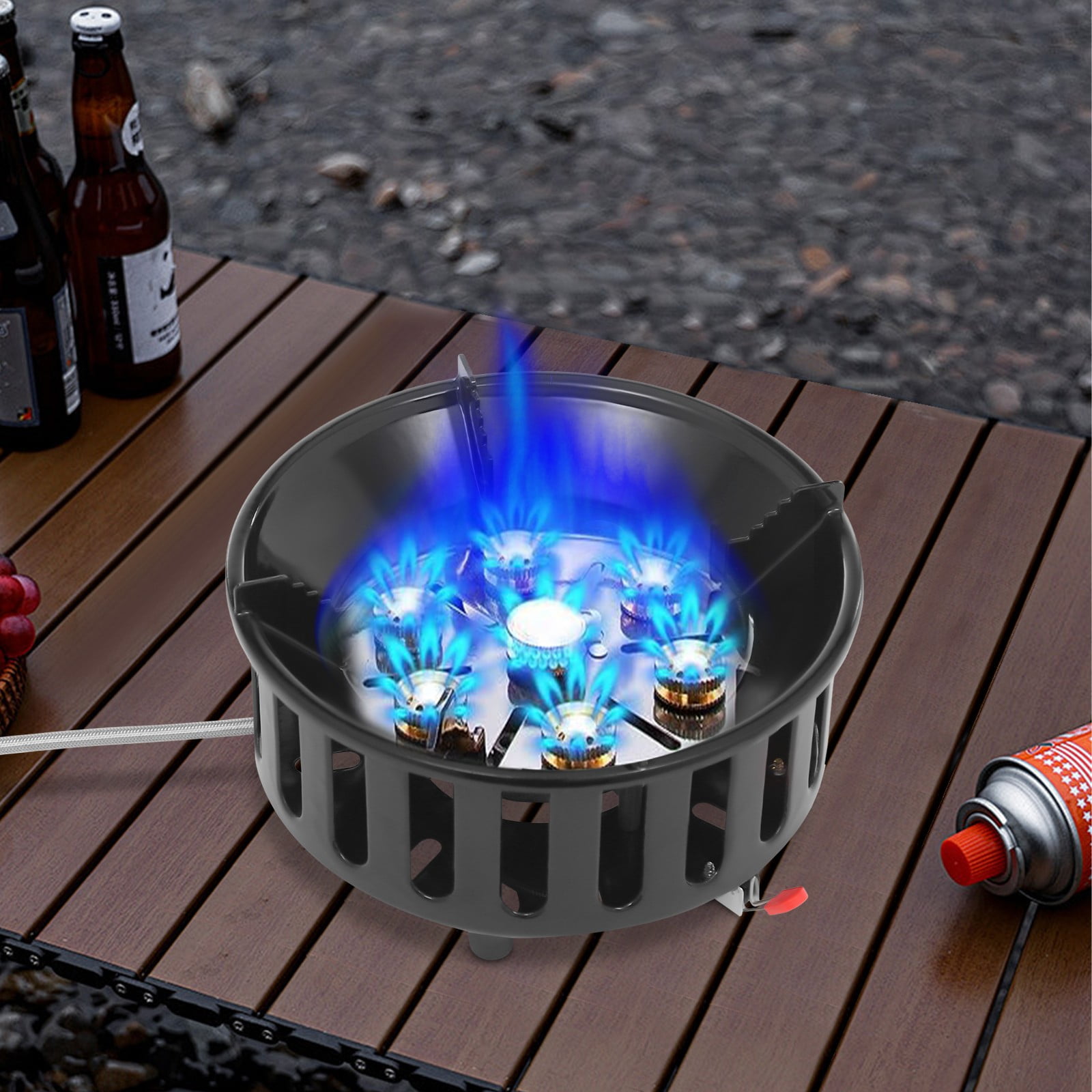 Portable Camping Stove with 3 Adapters - 72,000 BTU Outdoor Burner - Windproof Gas Stove for Hiking, Backpacking & Picnics