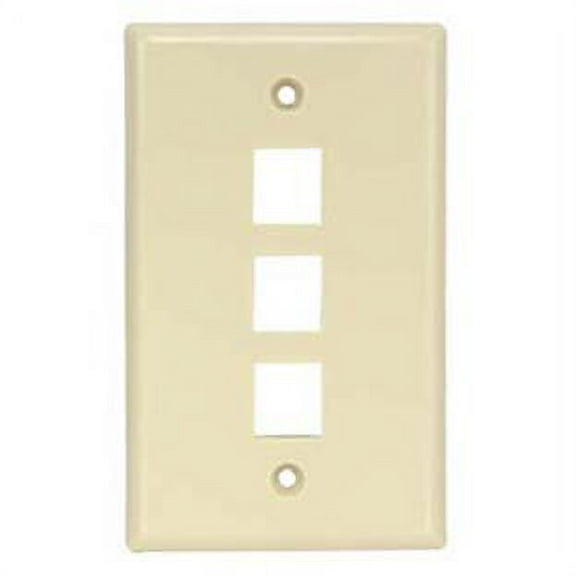 ACCL 3Port Keystone Wallplate Ivory Smooth Face, 1 Pack