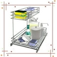thumbnail image 1 of Auledio 2 Tier Metal Under Sink Pull Out Drawer Freestanding Under Sink Storage for Kitchen Cabinets and Pantry in Silver, 1 of 7