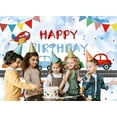 thumbnail image 5 of Transportation Birthday Backdrop Cartoon Cars Train Boy Birthday Party Photography Background for Kids Boys Birthday Decorations Portraits Banner Photo Studio Props, 5 of 10