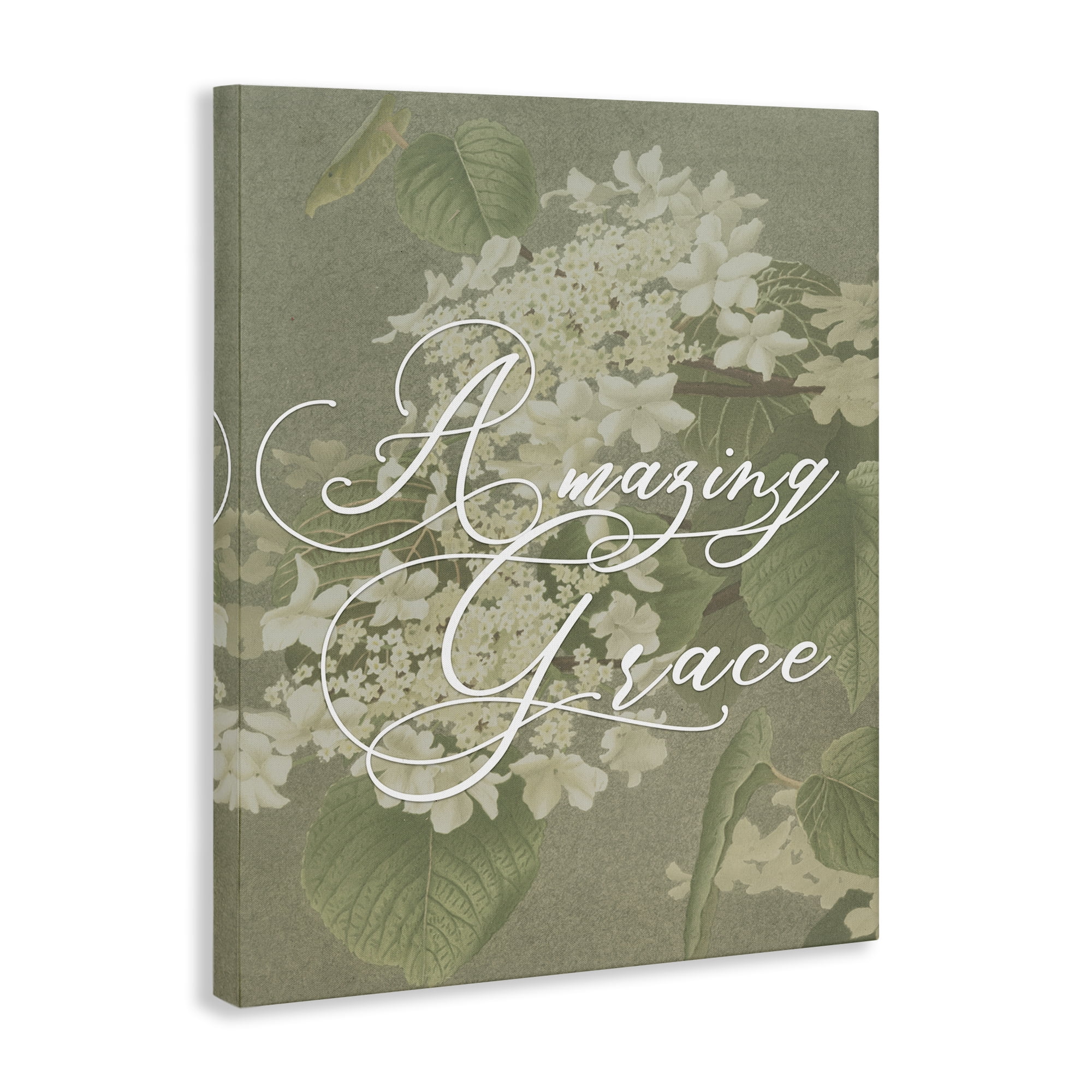 Amazing Grace Phrase Vintage White Flower Blossoms Canvas Art, 30 x 40, By Lil' Rue