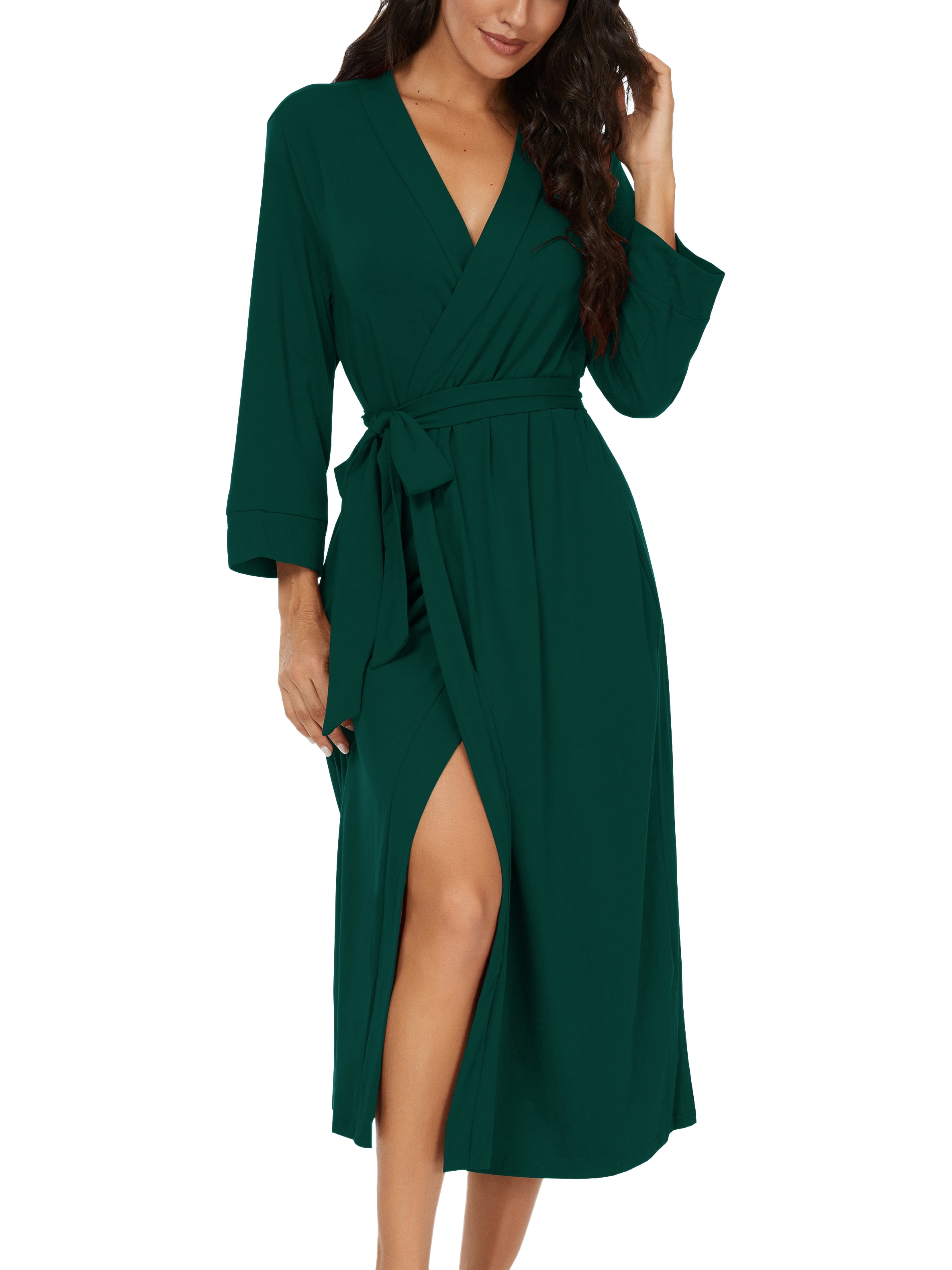 MINTREUS Women Kimono Robes Long Knit Bathrobe Lightweight Soft Knit