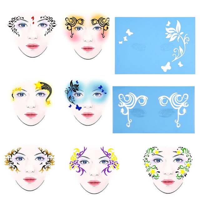 Gabarit de Peinture Corporelle, 7 Styles/ensemble Pochoir de Peinture pour le Visage Réutilisable Pochoir de Peinture pour le Visage Réutilisable Pochoir de Peinture pour le Visage Innovation Moderne