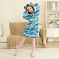 thumbnail image 3 of FORMRS Kids Bathrobe Unisex Hooded Robe Toddler Pajamas Sleepwear, Size 7-9T, Green Watercolor Ocean Waves, 3 of 7