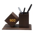 thumbnail image 1 of Digital Alarm Clock LED with Temperature Calendar Display Home Office Pencil Holder Desk Organizers, 1 of 5