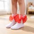 thumbnail image 2 of Dwellite Socks for Girl Fold Cuff Big Lace Frilly Dress Socks Fluffy Ruffles Stretch Socks Red XL, 2 of 6