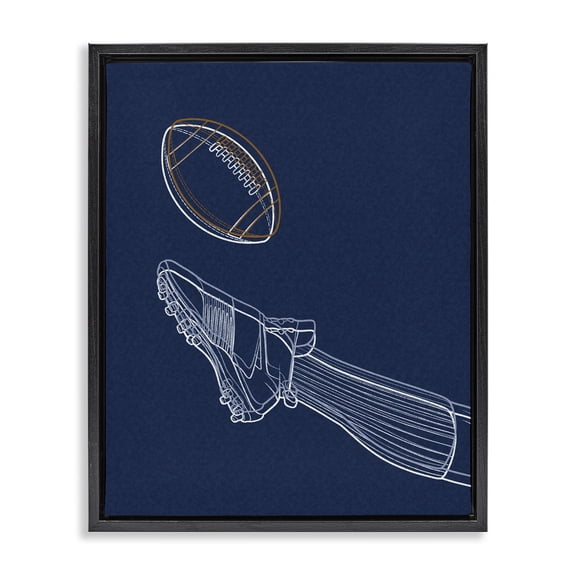 Stupell Industries Football Lines Contour Black Framed Floater Canvas Wall Art, design by Marcus Prime