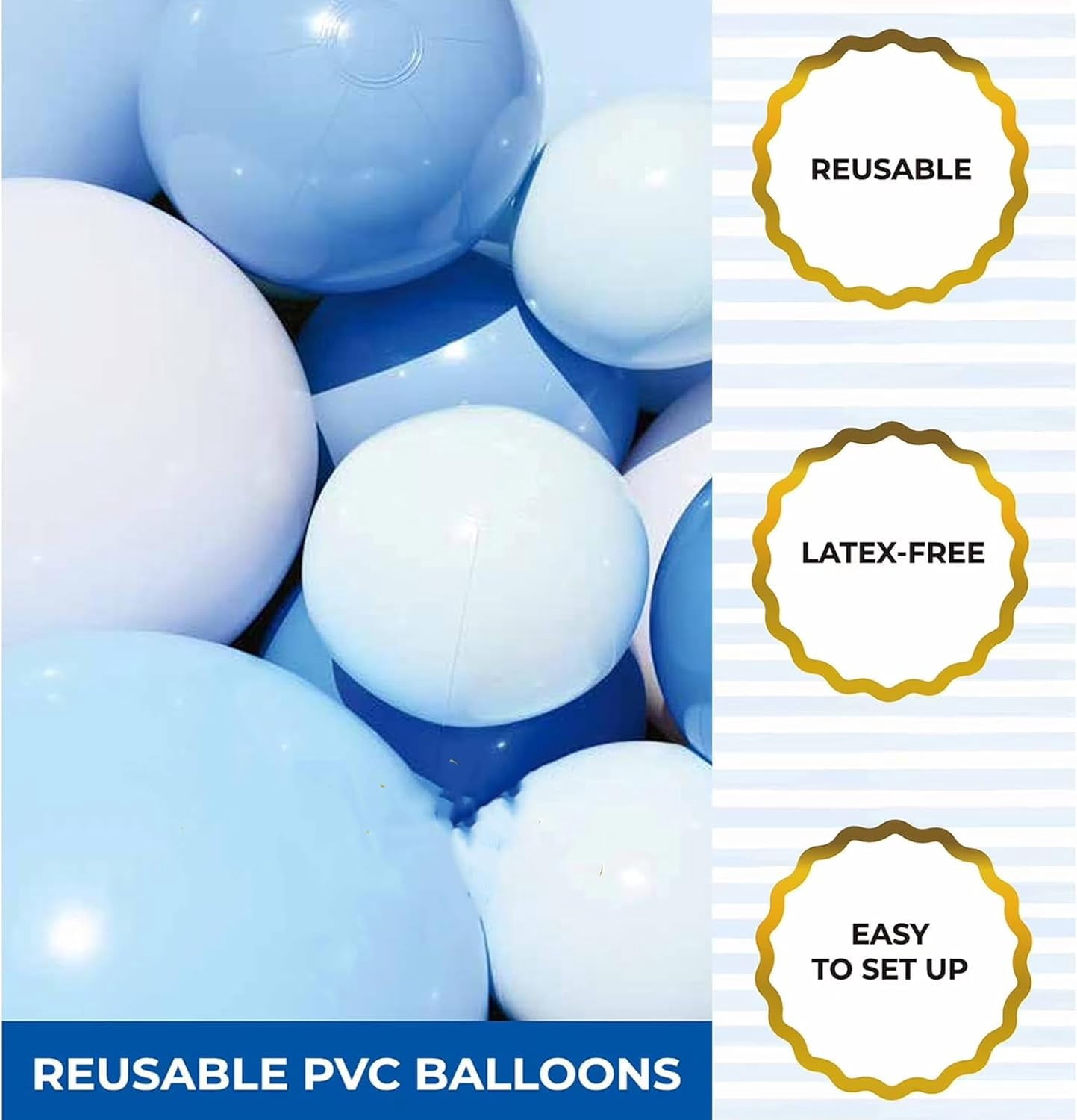 Reusable Inflatable Balloon Garland Arch Kit, 7 PCS Linked Pvc Balloons with Elastic Bands, One-Step, Effortless, Long-Lasting, Party Decoration for Birthdays, Weddings Celebrations(wwx)