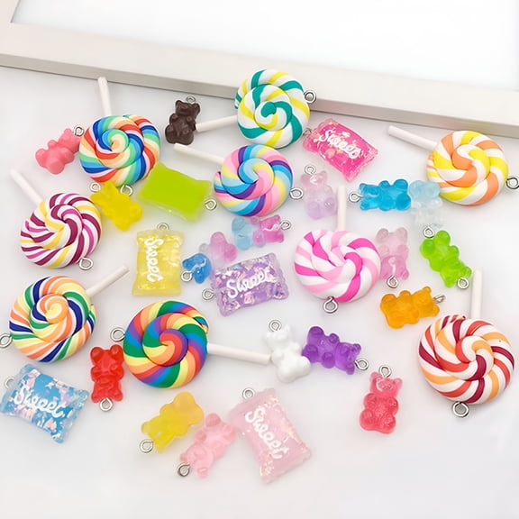 ACDANC 32x Mix Gummy Bear Candy Resin Charms for DIY Bracelet Necklace Earring