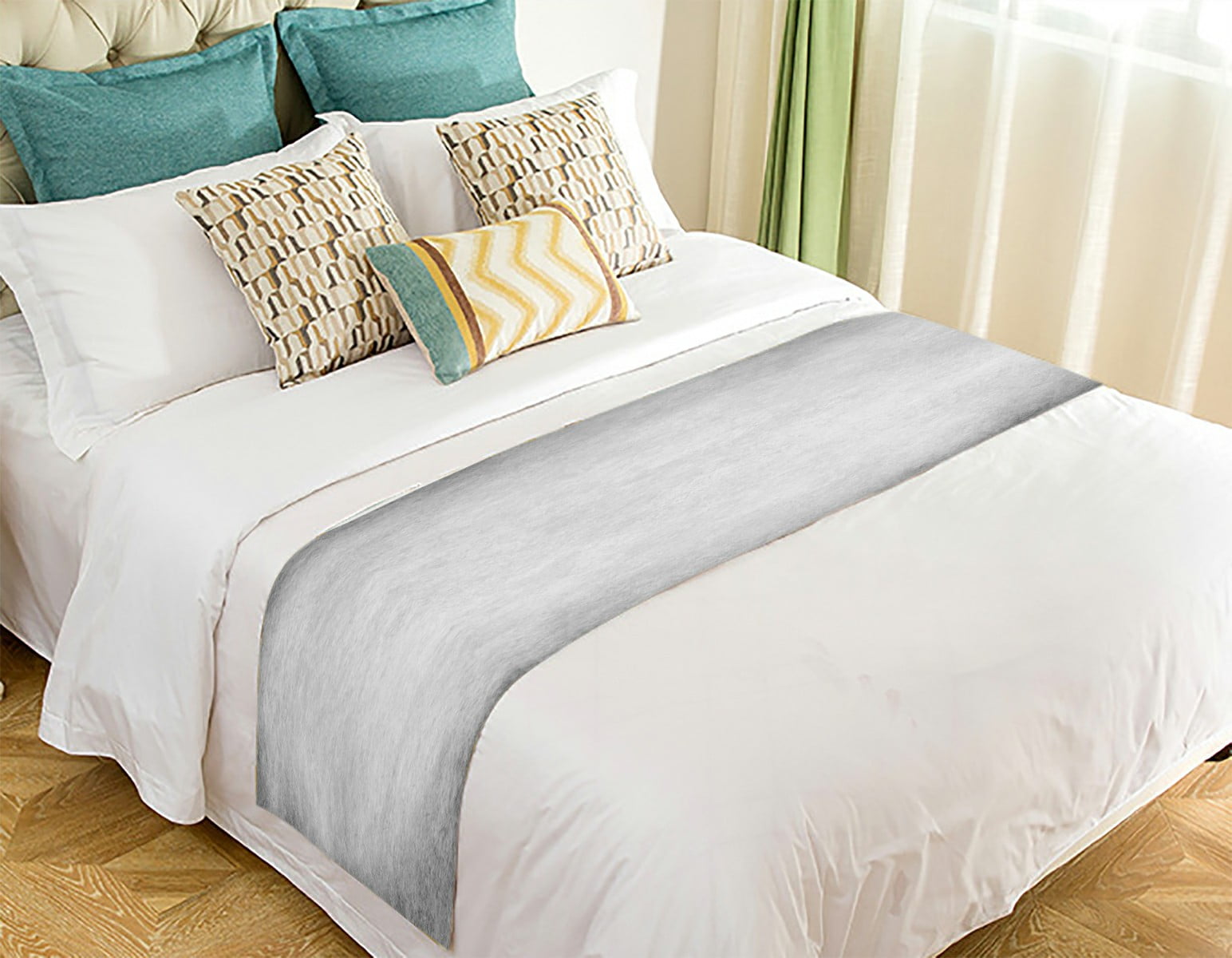 ECZJNT White Bed Runner Bed Scarf Bed Decor 20x95 inch