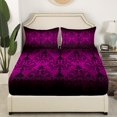 thumbnail image 3 of Erosebridal Vintage Damask Bed Sheets Set King Size, Boho Vintage Flower Bedding Set, Purple 4 Pieces, Lightweight, 3 of 6