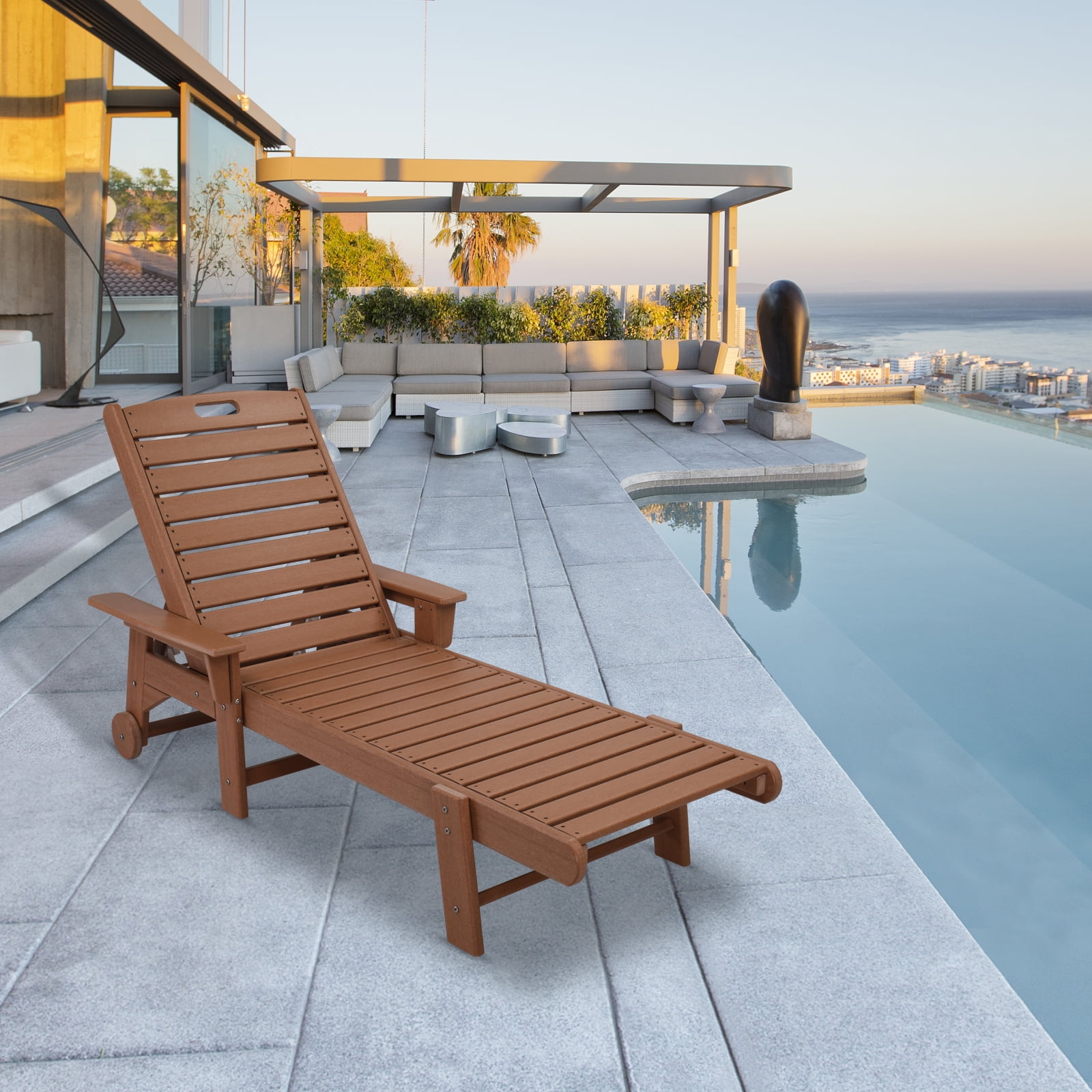 Ktaxon 64 in Outdoor Chaise Lounge Chair, Garden Reclining Chair, HDPE Plastic Chaise Chair ...