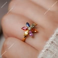 thumbnail image 4 of Multi Sapphire Ring Silver Gold Engagement Floral Ring September Birthstone Ring Anniversary Gift for Mom, 4 of 4