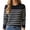 Black, variant on Womens Striped Crew Neck Pullover Sweater Lined Long Sleeve Tunic Top Beige L