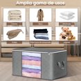 thumbnail image 3 of 6 Piezas Bolsas De Almacenamiento Para Ropa, Cajas De Almacenamiento De Gran Capacidad, Tela No Tejida Compuesta De Tres Capas, Mango Reforzado,Transparente y Visible, Organizador De Ropa, Edredones, 3 of 7