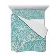 thumbnail image 7 of Quilts Twin Size Bedding Set, Teal Coral Coastal Lightweight Quilted Comforter, Ocean Nautical Seaside Beach Soft Reversible Bedspread Coverlet with Pillow Covers for All Season, 68" x 86", 7 of 7