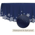 thumbnail image 2 of Christmas Round Tablecloth 70 Inch Navy Blue and White Snowflakes Circular Table Cloth Washable and Reusable Fabric Table Cover for Kitchen Dining Winter Holiday Xmas New Year Party Decoration, 2 of 7