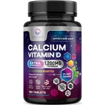 Calcium 1200 mg with Vitamin D3 - Bone Health Supplement, Vitamin D & Calcium Supplements for Women & Men - Bone Strength, Teeth & Immune Support, Nature's Calcium Pills, Bottled in USA - 180 Tablets