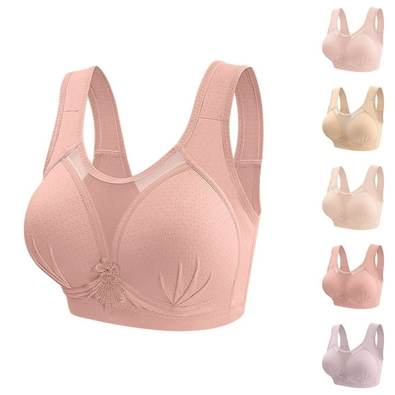 WRKEKC Wireless Bras for Women, Middle Aged and Elderly Bras without Steel Rings Large Size Underwear Front Button Style Bra Comfortable Bra