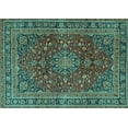 thumbnail image 1 of Ahgly Company Machine Washable Indoor Rectangle Medallion Turquoise Blue Traditional Area Rugs, 5' x 8', 1 of 4