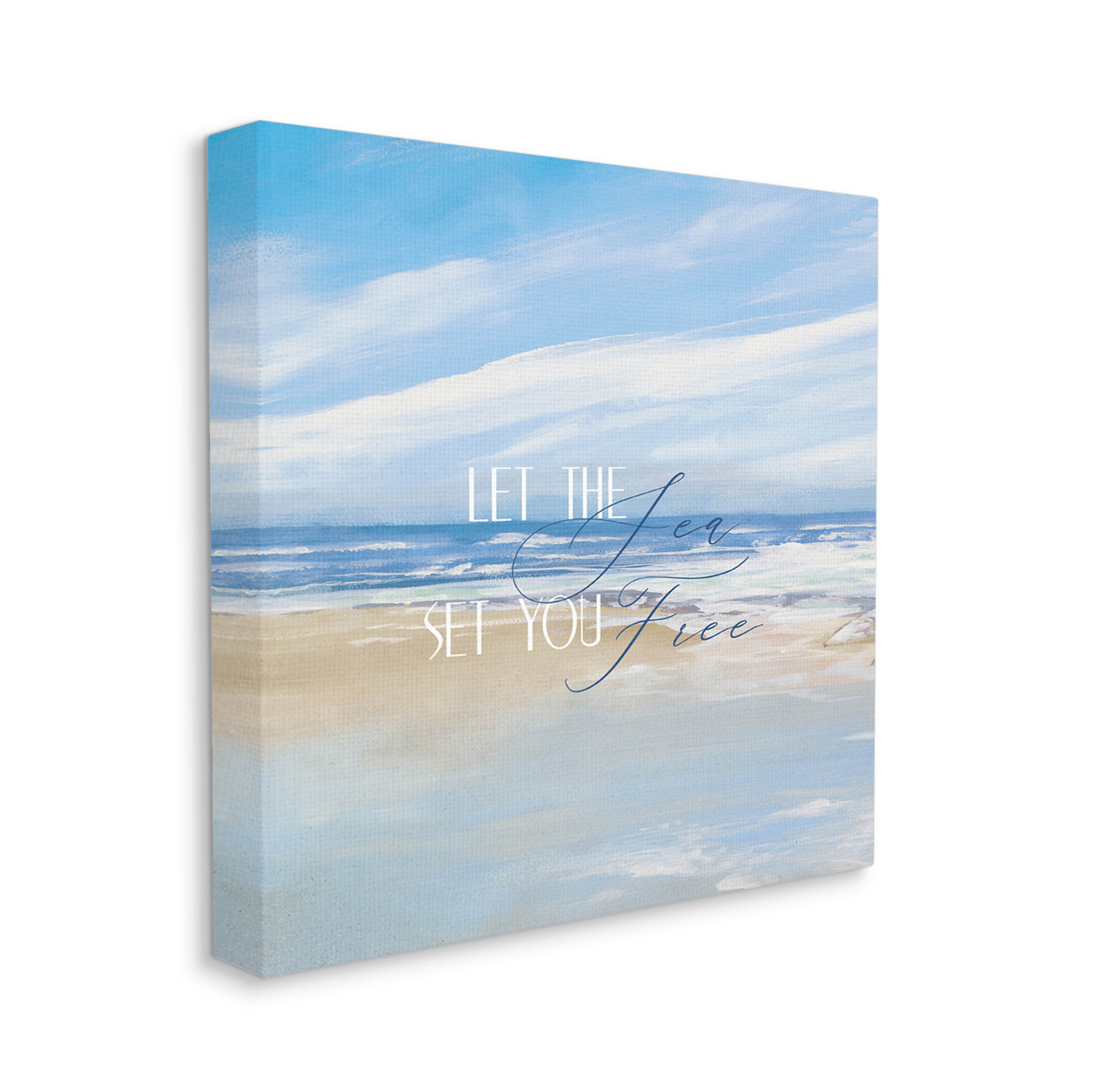 Stupell Industries Let The Sea Set You Free Phrase Graphic Art Gallery Wrapped Canvas Print Wall Art, Design by Dan Meneely