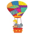 thumbnail image 1 of ADVENTURE - Nursery Kids Bedroom Multi Patterned Hot Air Balloon Vinyl Decoration - Multicolored Mural Art Animals Design - Easy To Apply Home Living Room Adhesive Wall Decal Sticker 24" x 40", 1 of 3