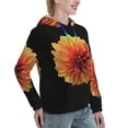 thumbnail image 2 of Yiaed Orange Dalia Print Womens Casual Hoodies Crew Neck Long Sleeve Sweatshirts With Pocket Pullover Tops Women's Hooded Sweatshirt-Large, 2 of 5
