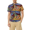 thumbnail image 1 of Unique Bargains Chemises en Lin pour Hommes Henley Manches Courtes Boutonnées Multicolore TG, 1 of 5
