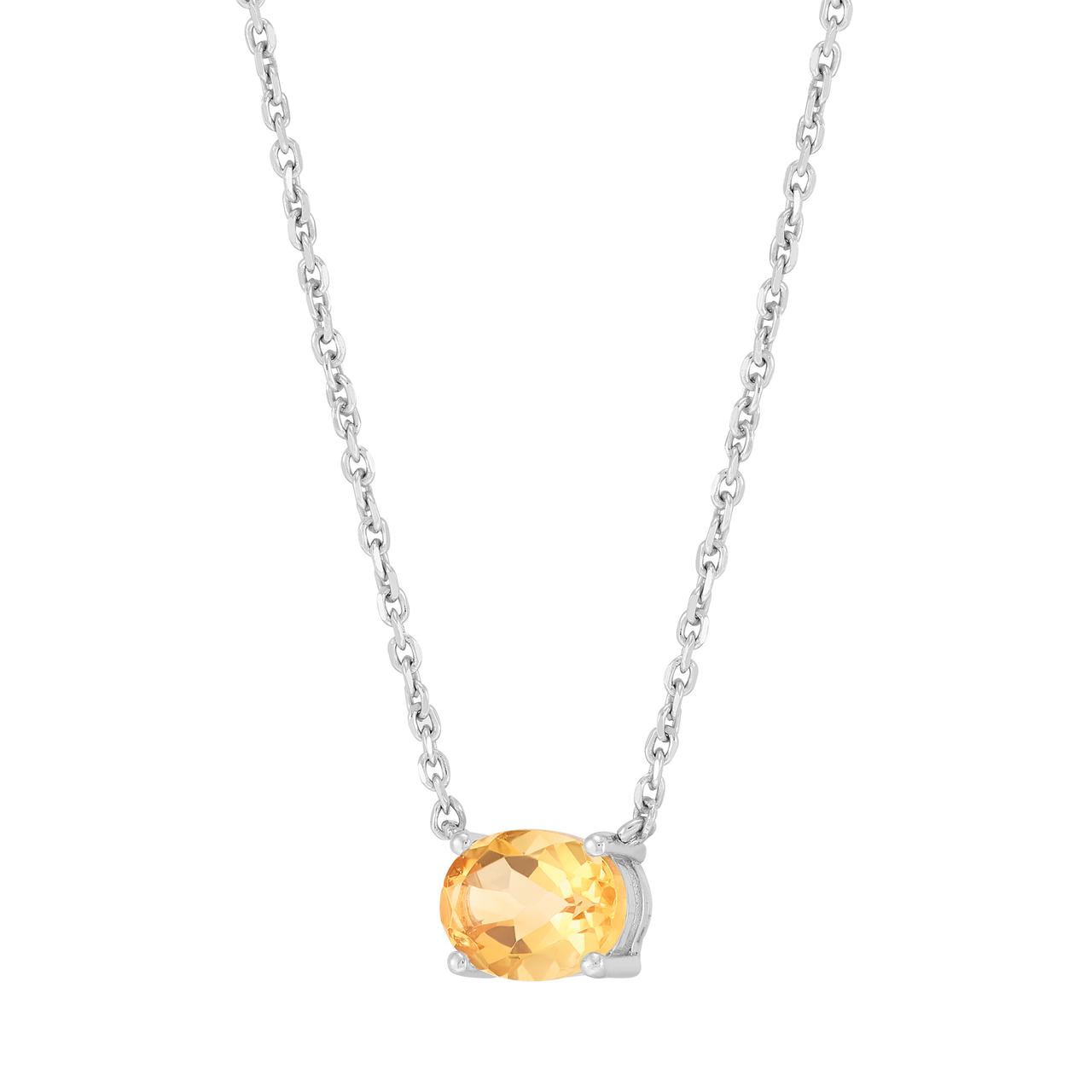 Brilliance Fine Jewelry Oval Citrine Necklace in Sterling Silver