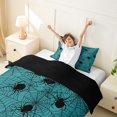 thumbnail image 4 of Homewish Spider Web Twin Duvet Cover, Happy Halloween Twin Bedding, Teal Cyan, Black Reversible 2pcs, 1 Duvet Cover and 1 Pillowcase, 4 of 7