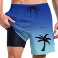 thumbnail image 1 of Board Shorts Men's Male Swim Trunks With Liner Inseam Board Shorts Bathing Suit With Pockets Beach Shorts Blue S, 1 of 4