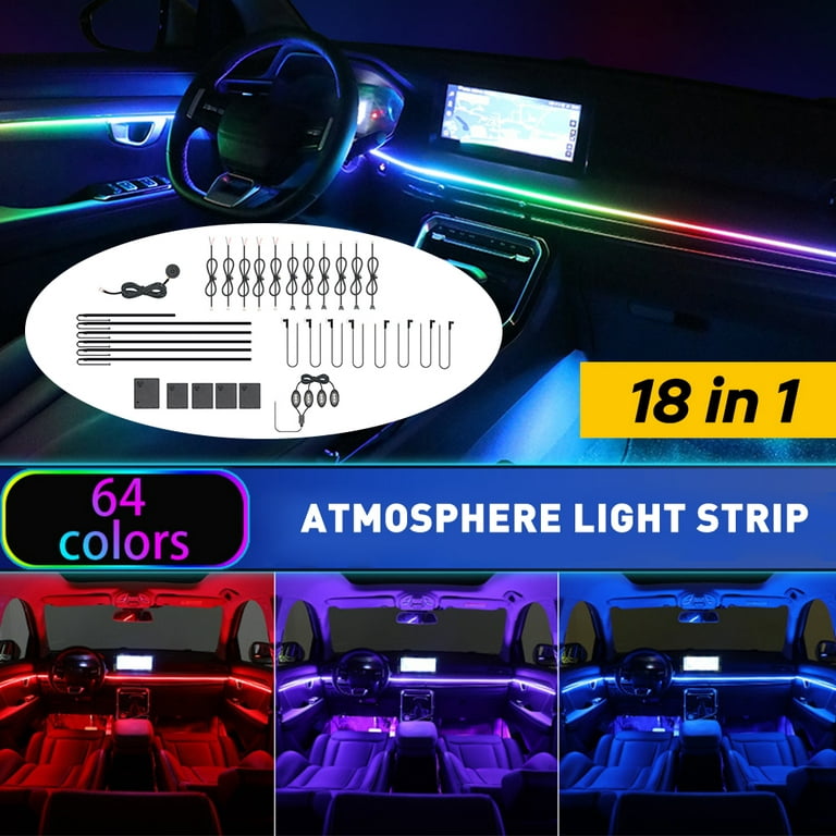 Car Interior Ambient Lights, RGB Symphony Car LED Strip Light, Acrylic  Fiber Optic, Music Sync Rhythm,APP Control,Sound Active Function Decoration