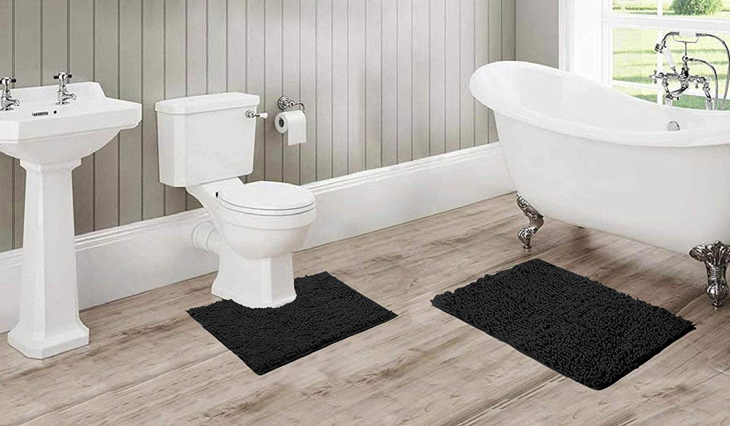 Bathroom Rugs by Karlesi,2 Piece Bath Mats Set, Soft Anti-Slip Bath Rugs +  U Shape Contoured Bathroom Rugs.Durable and Waterproof, for Bathroom  Decor,Home Decoration