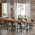 thumbnail image 2 of Tribesigns Bar Table, Industrial Counter Height Pub Table with Metal Footrest, 63-Inch Rectangle Wood Kitchen Dining Table with Sturdy Metal Frame for Dining Room, Home Bar (Brown), 2 of 11