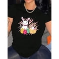 thumbnail image 1 of Women's Plus Size Easter T-Shirt - Soft, Breathable, Crew Neck with Bunny & Egg Basket Print, Casual Short Sleeve, Comfortable Fit, Machine Washable, Plus Size Tshirts Tee For Adult, Men, Women, Teen, 1 of 5
