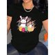 thumbnail image 1 of Camiseta de Pascua de talla grande para mujer: suave, transpirable, cuello redondo con estampado de conejito y canasta de huevos, manga corta informal, ajuste cómodo, lavable a máquina, camisetas de t, 1 of 5